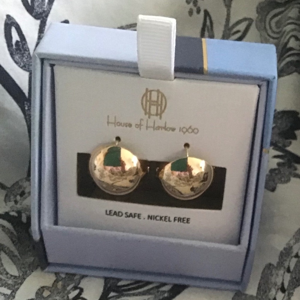 House of Harlow 1960 gold tone complete dome statement earrings